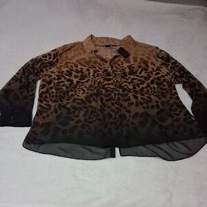 Lane Bryant Brown Leopard Print Blouse